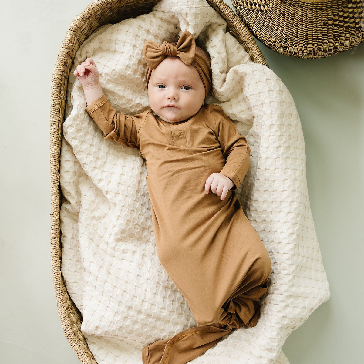 Mebie Baby Mustard Bamboo Rayon Knot Gown 0 to 3 Months Unisex Mebie Baby - 