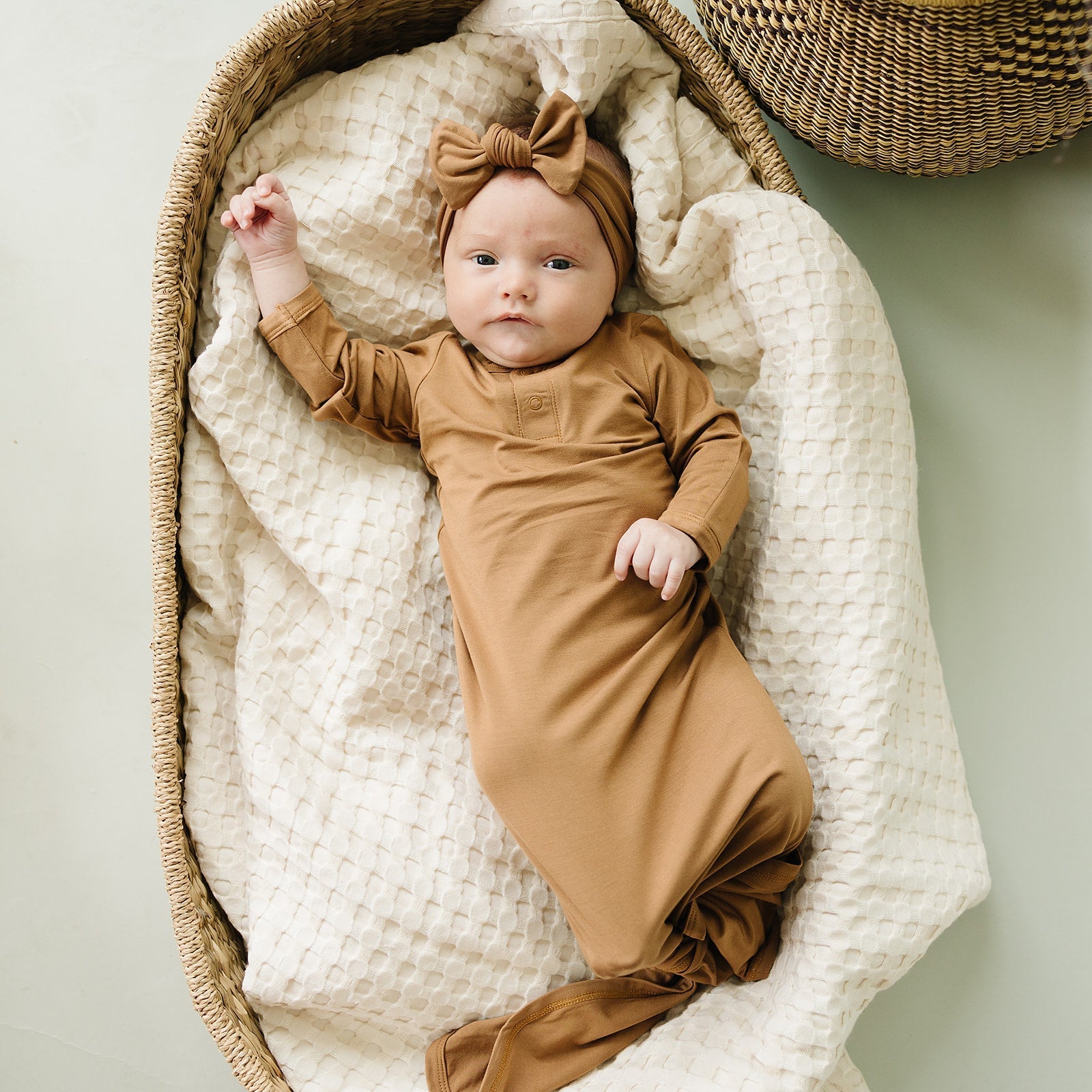 Mebie Baby Mustard Bamboo Rayon Knot Gown 0 to 3 Months Unisex Mebie Baby - 