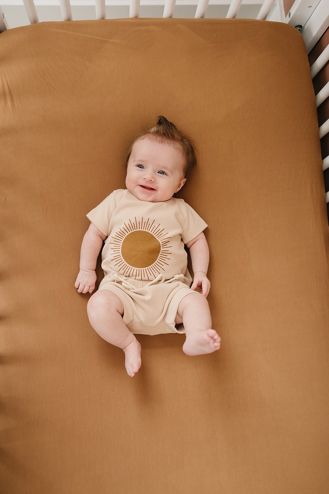 Mebie Baby Mustard Bamboo Stretch Crib Sheet Mebie Baby Soft Easy Care Sleep - 