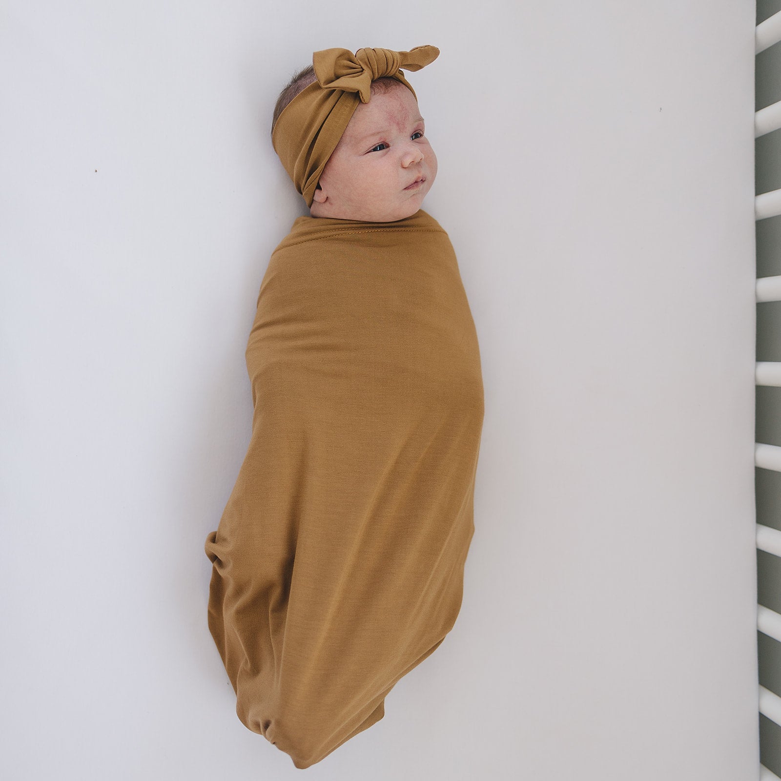 Mebie Baby Mustard Bamboo Stretch Swaddle By Mebie Baby Lightweight Breathable - 