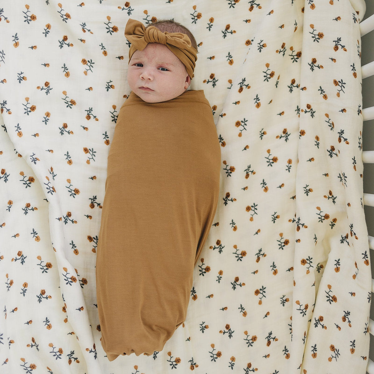 Mebie Baby Mustard Bamboo Stretch Swaddle By Mebie Baby Lightweight Breathable - 
