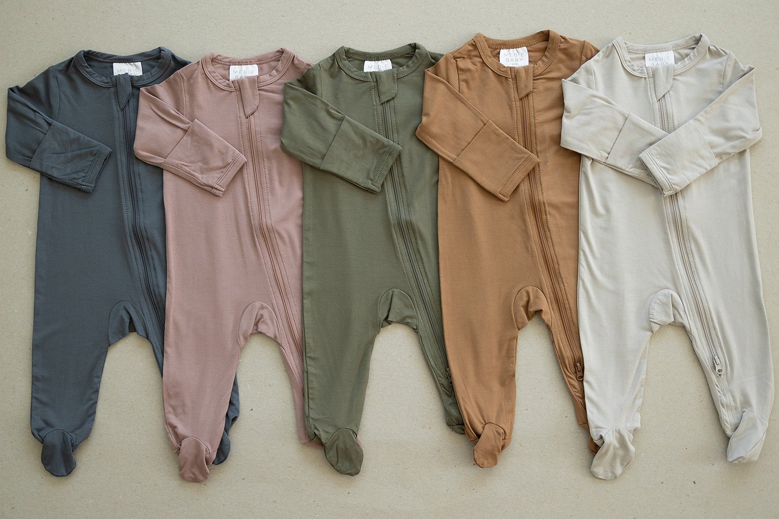 Mebie Baby Mustard Bamboo Zipper Footed Baby Onesie Mebie Baby - 