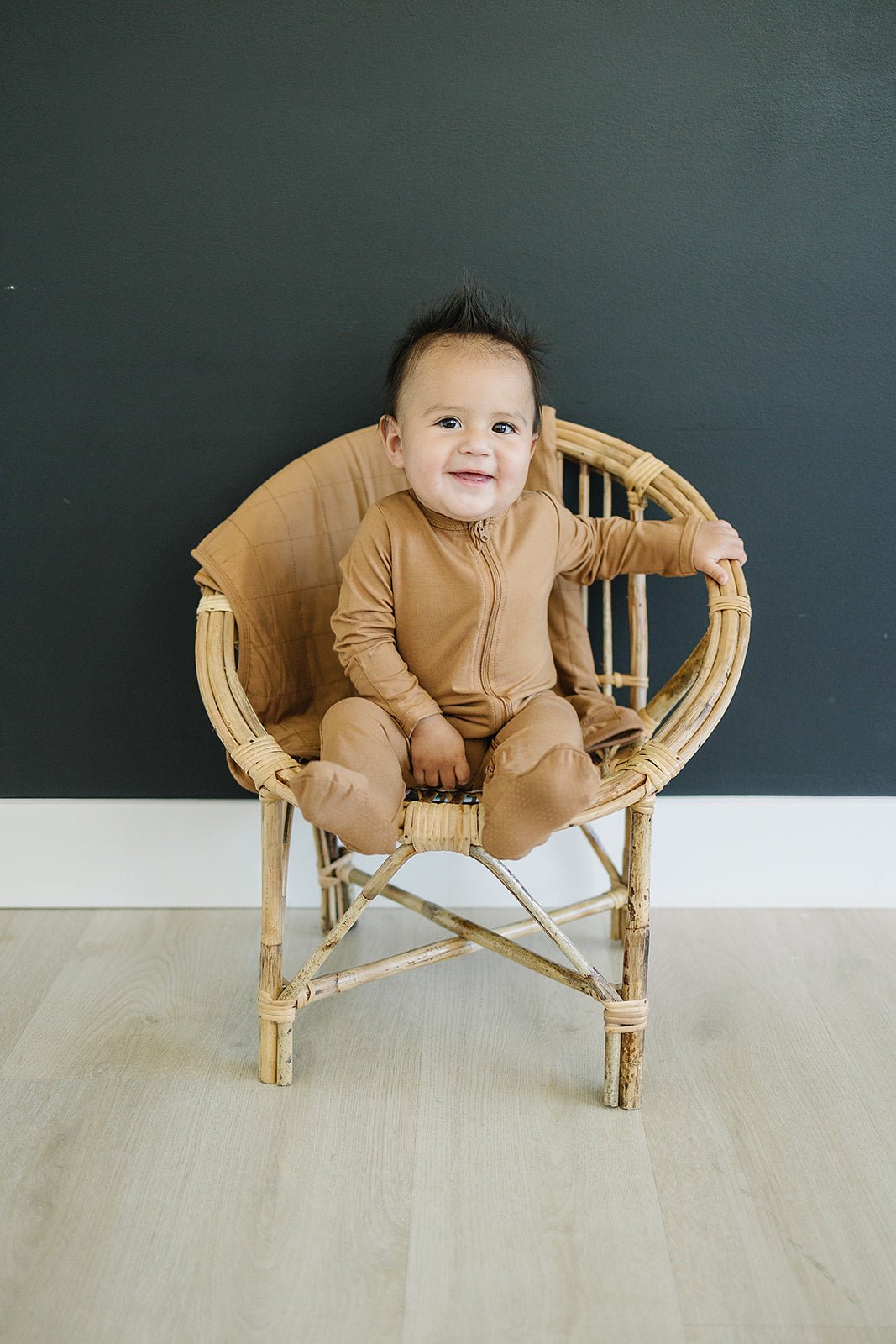 Mebie Baby Mustard Bamboo Zipper Footed Baby Onesie Mebie Baby - 