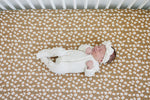 Mebie Baby Mustard Floral Bamboo Stretch Crib Sheet - 