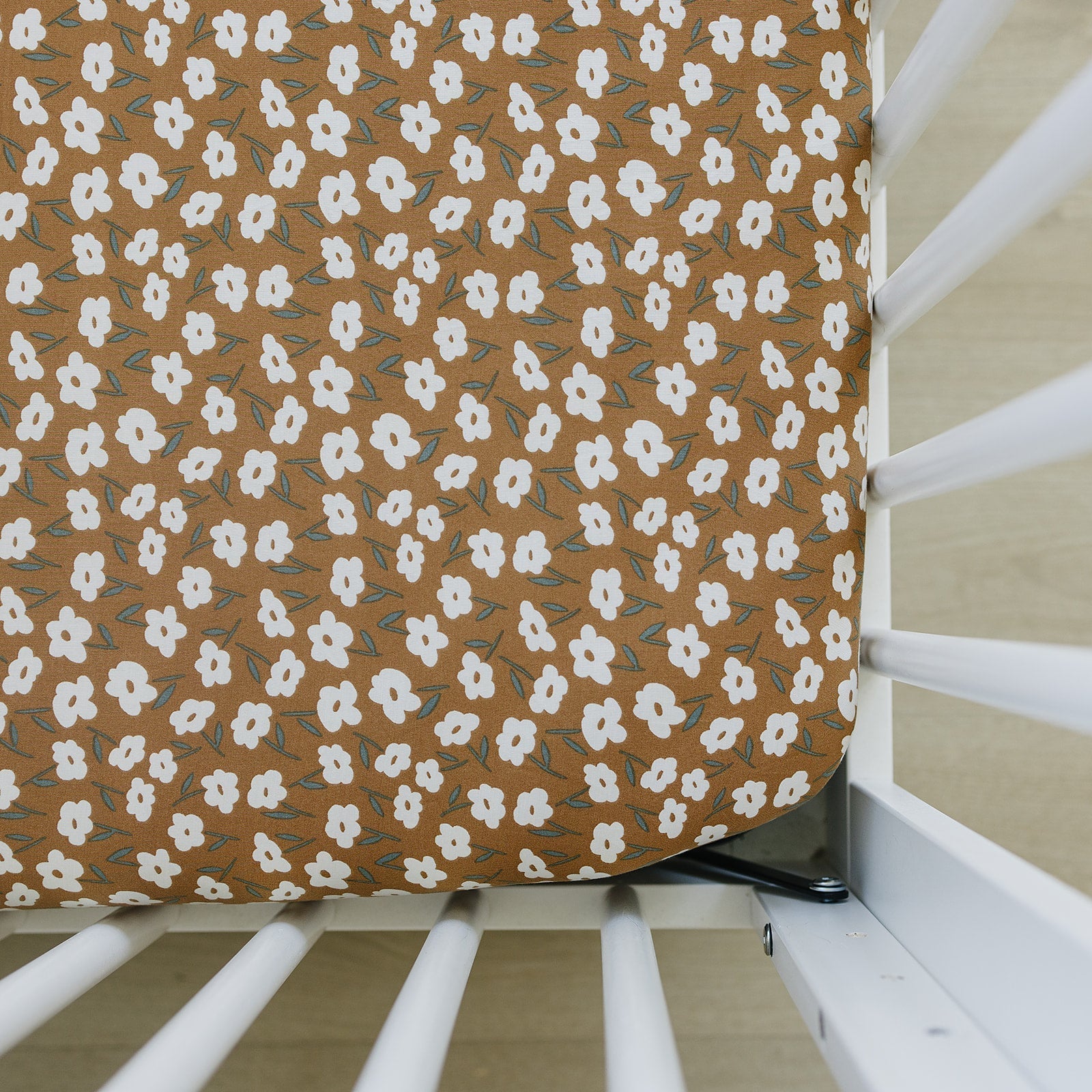 Mebie Baby Mustard Floral Bamboo Stretch Crib Sheet - 