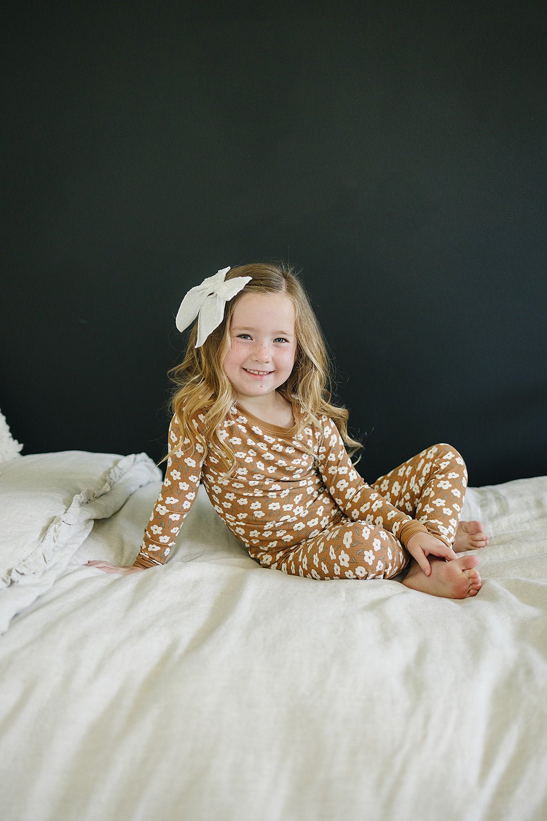 Mebie Baby Mustard Floral Ribbed Bamboo Cozy Set - 