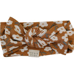 Mebie Baby Mustard Floral Ribbed Bamboo Head Wrap - 