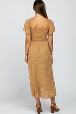 PinkBlush Mustard Floral Smocked Maternity Maxi Dress - 