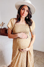 PinkBlush Mustard Floral Smocked Maternity Maxi Dress - 