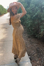 PinkBlush Mustard Floral Smocked Maternity Maxi Dress - 