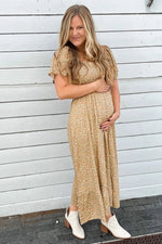 PinkBlush Mustard Floral Smocked Maternity Maxi Dress - 
