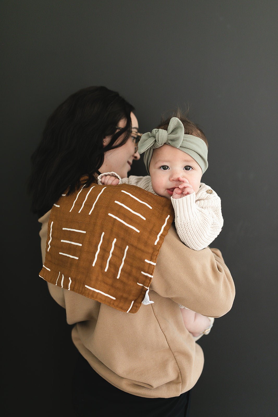 Mebie Baby Mustard Mudcloth Muslin Burp Cloth for Newborns by Mebie Baby - 