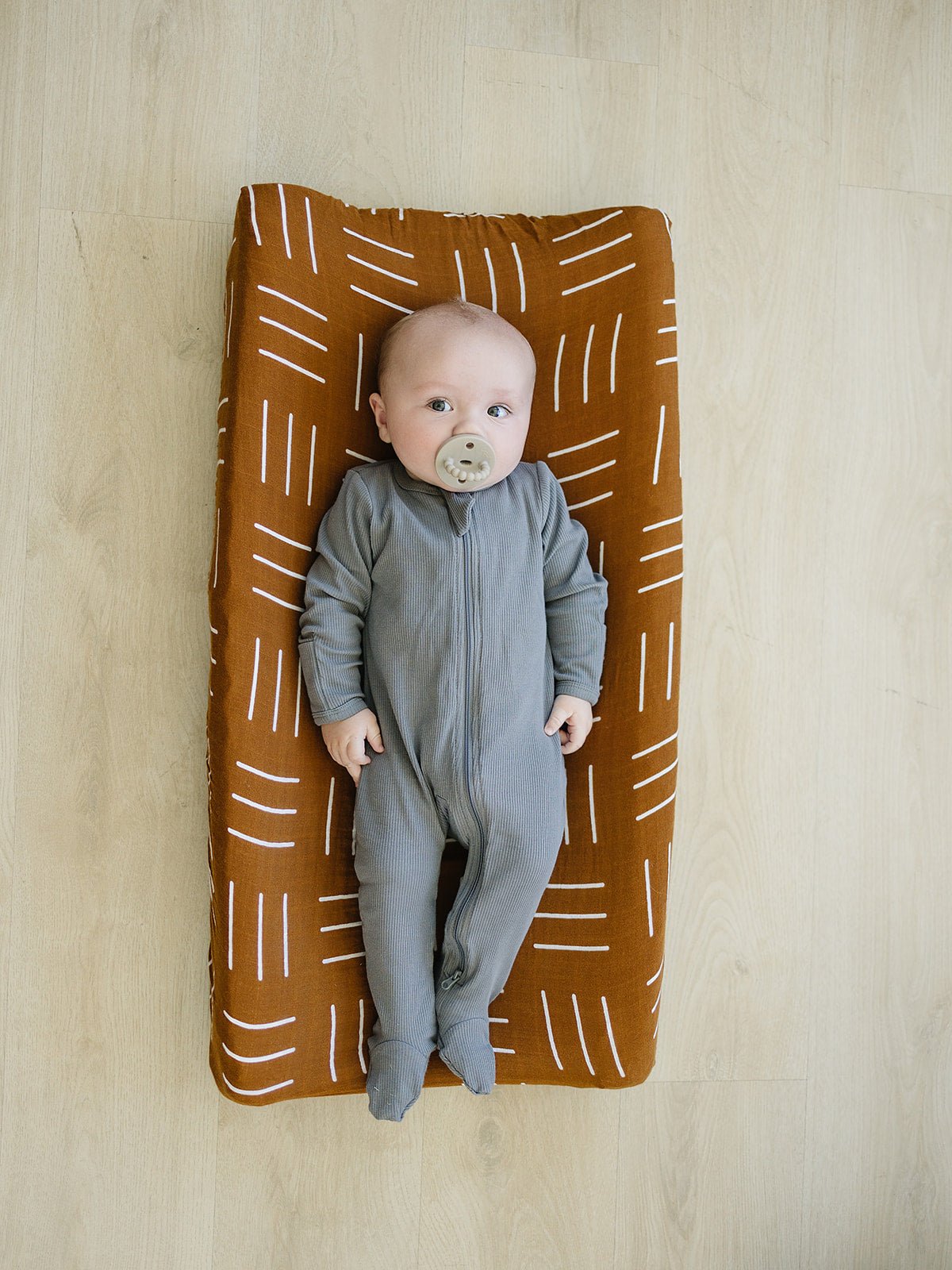 Mebie Baby Mustard Mudcloth Muslin Changing Pad Cover - 
