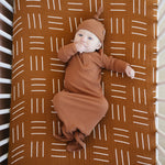 Mebie Baby Mustard Mudcloth Muslin Crib Sheet Gender Neutral Baby Nursery - 