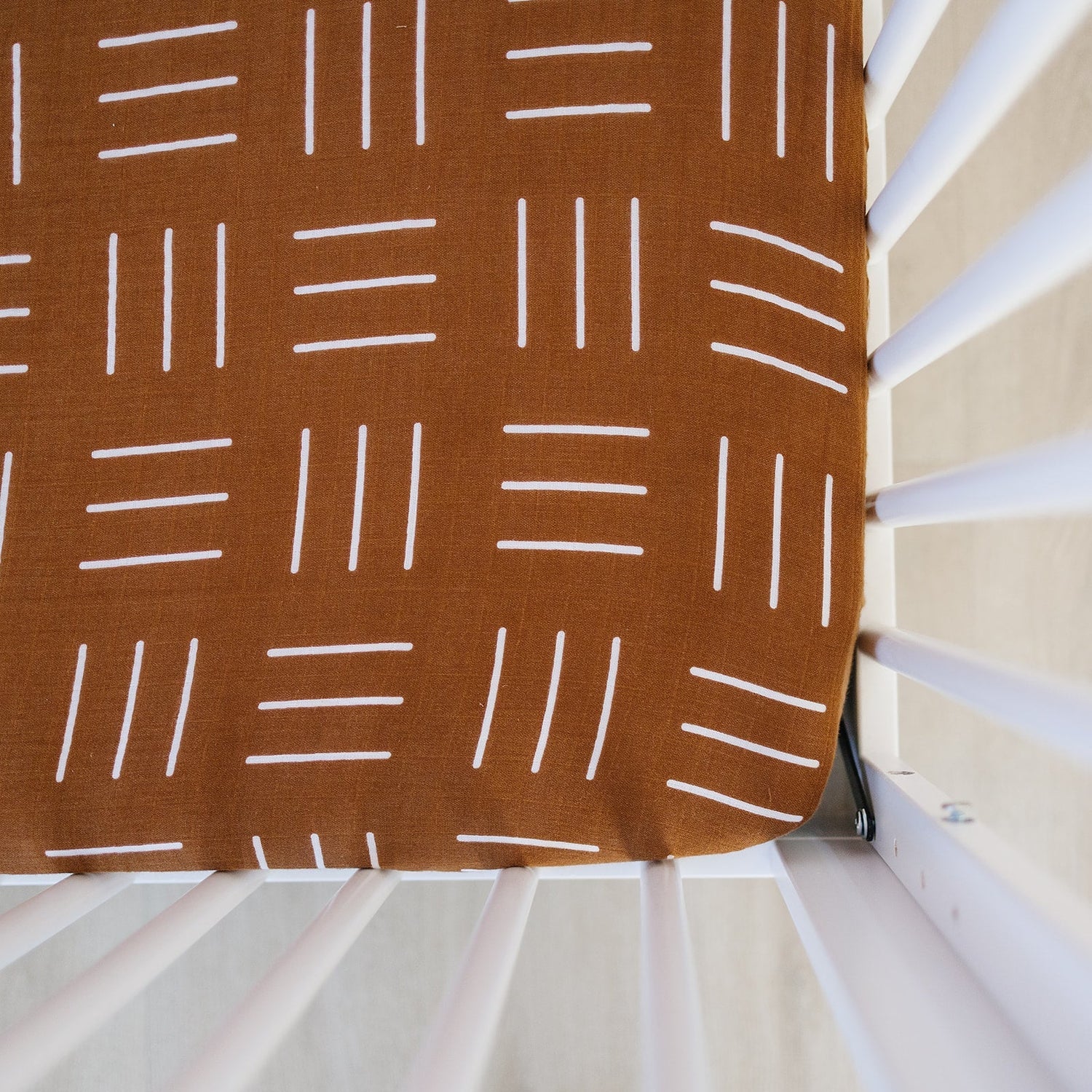 Mebie Baby Mustard Mudcloth Muslin Crib Sheet Gender Neutral Baby Nursery - 