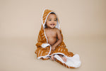 Mebie Baby Mustard Mudcloth Muslin Hooded Towel - 