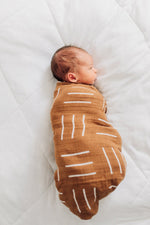 Mebie Baby Mustard Mudcloth Muslin Swaddle Blanket 100 Percent Cotton - 
