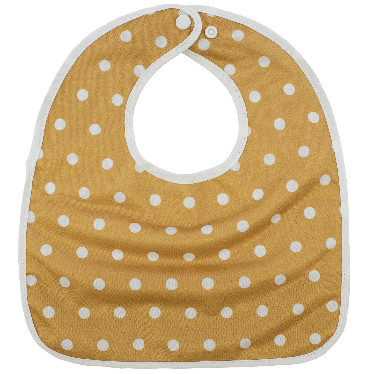 Mustard Polka Dots Flip Bib With Pocket For Food And Drool Machine Washable PUL Texas Tushies