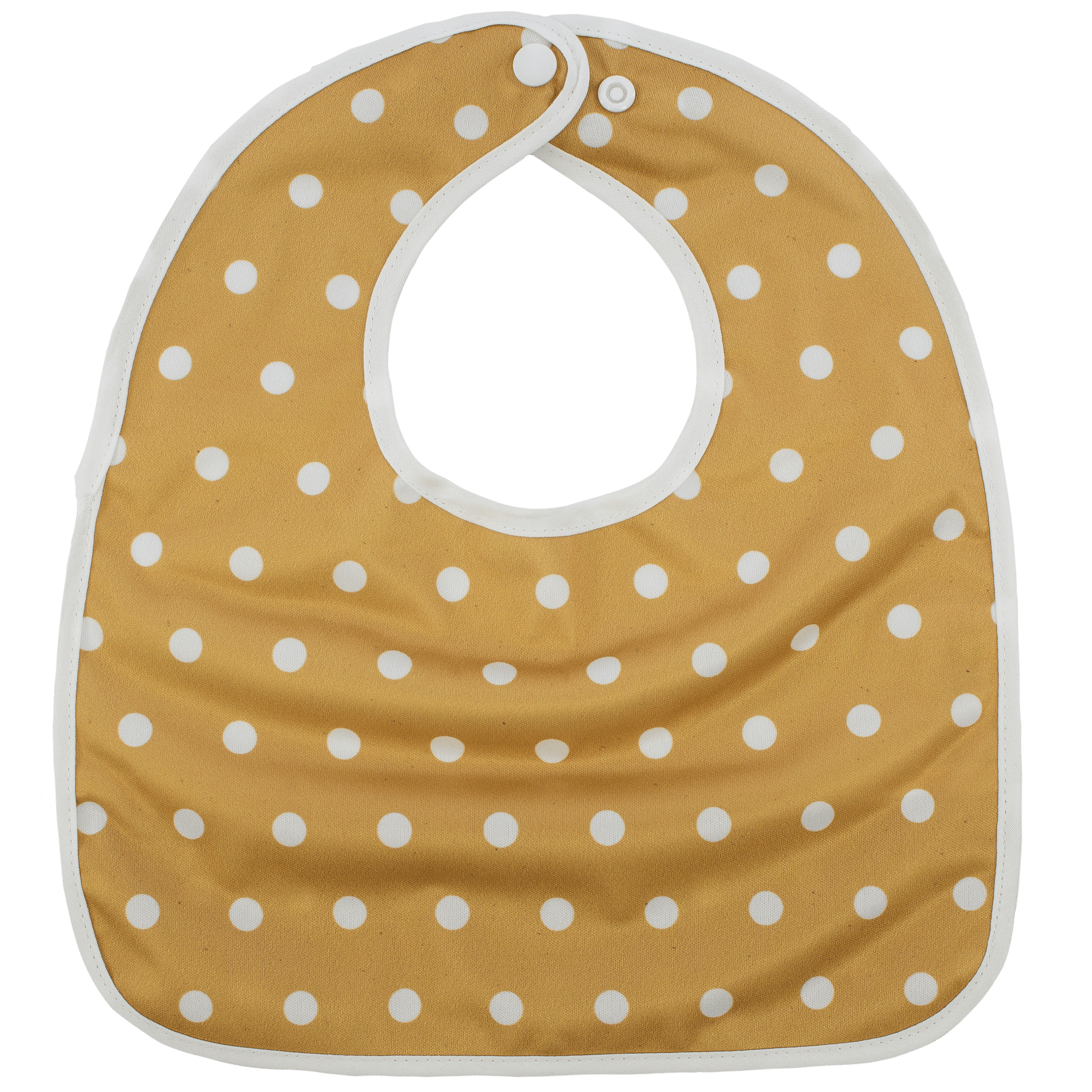 Mustard Polka Dots Flip Bib With Pocket For Food And Drool Machine Washable PUL Texas Tushies