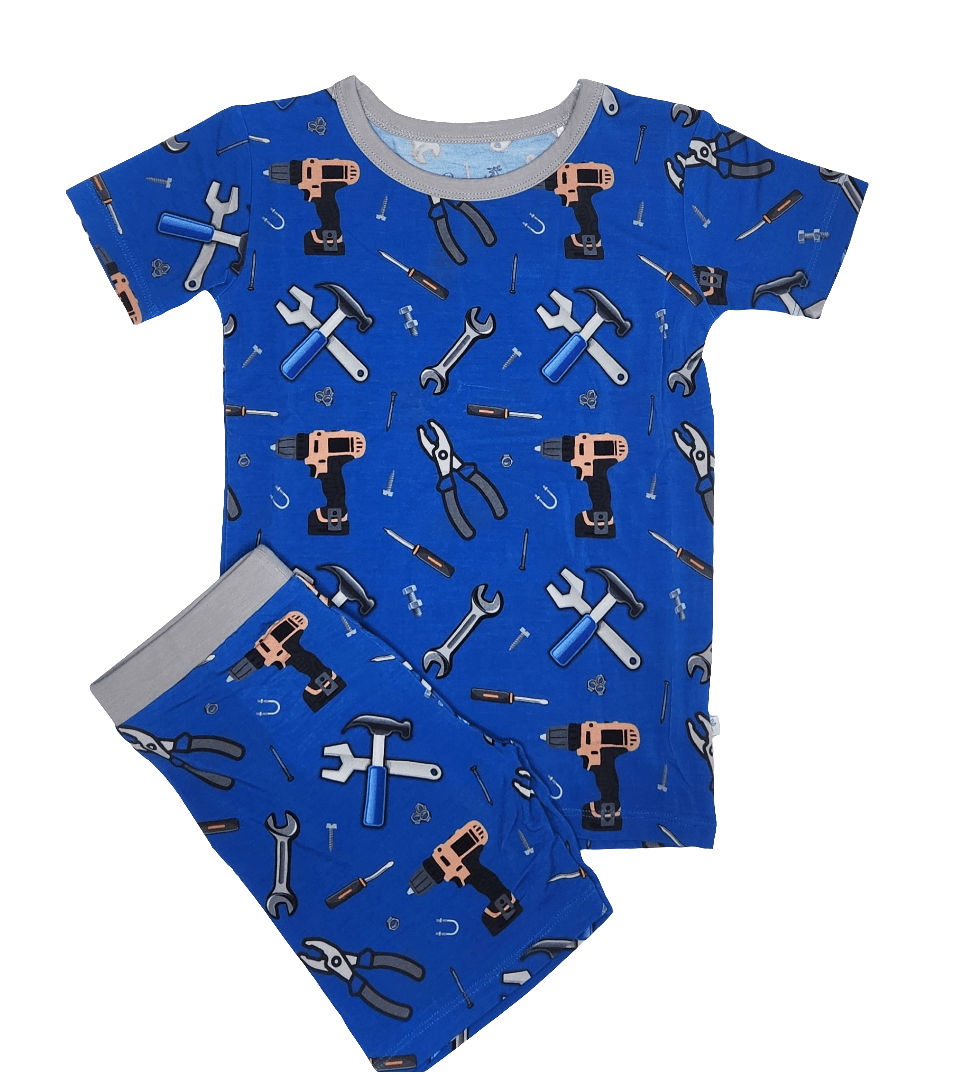 Toddler two-piece pajama set with short-sleeve top and matching shorts in bamboo viscose.