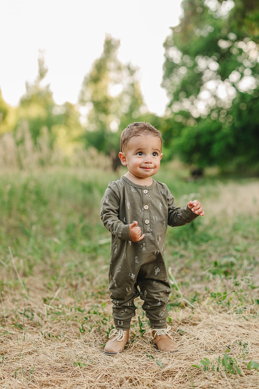 Mebie Baby Nashville Long Sleeve Button Romper - 