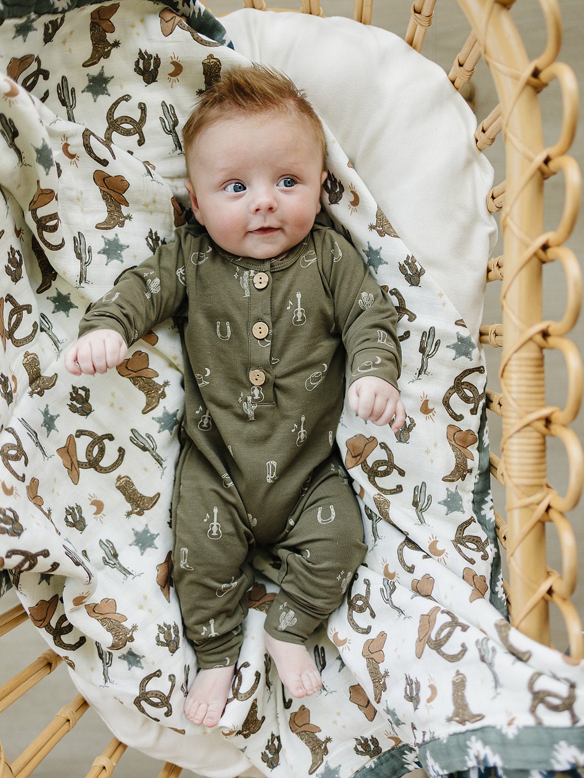 Mebie Baby Nashville Long Sleeve Button Romper - 