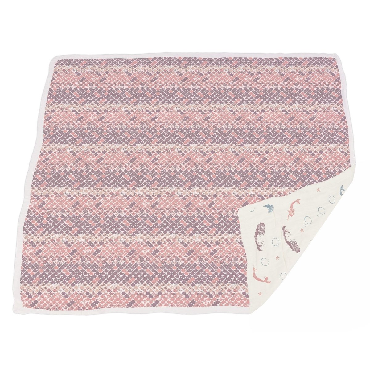 Newcastle Classics Natural Bamboo Muslin Blanket with Mermaid Design for Cozy Kids - 