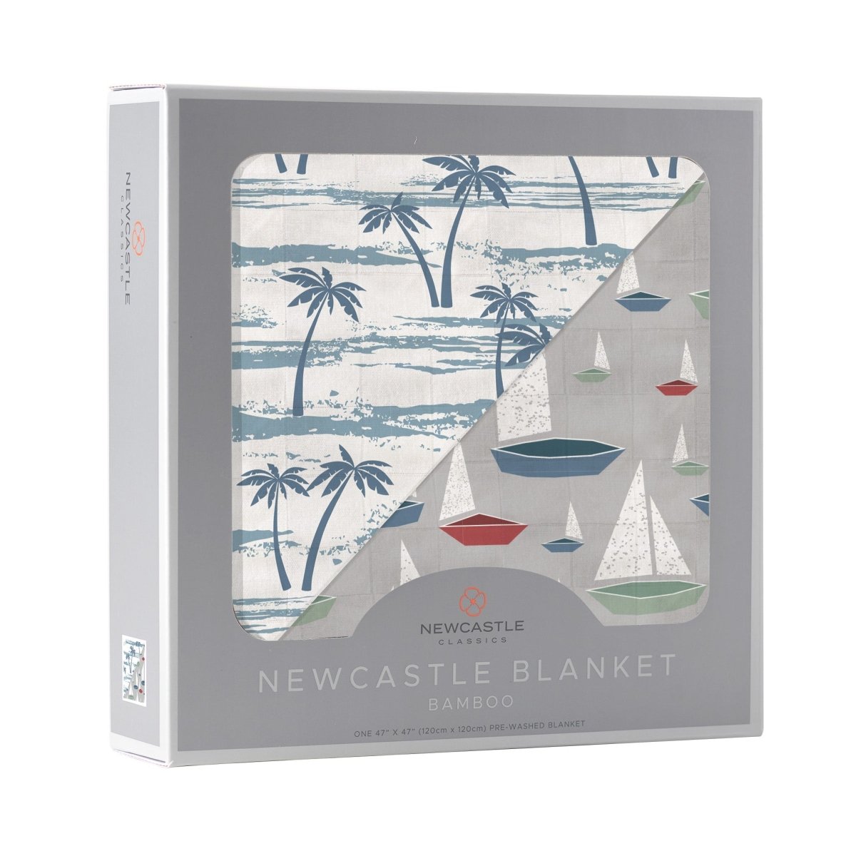 Newcastle Classics Natural Bamboo Muslin Blanket with Ocean Design for Babies and Toddlers - 