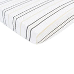 Newcastle Classics Natural Cotton Muslin Crib Sheet with Grey Stripes for Baby Comfort - 