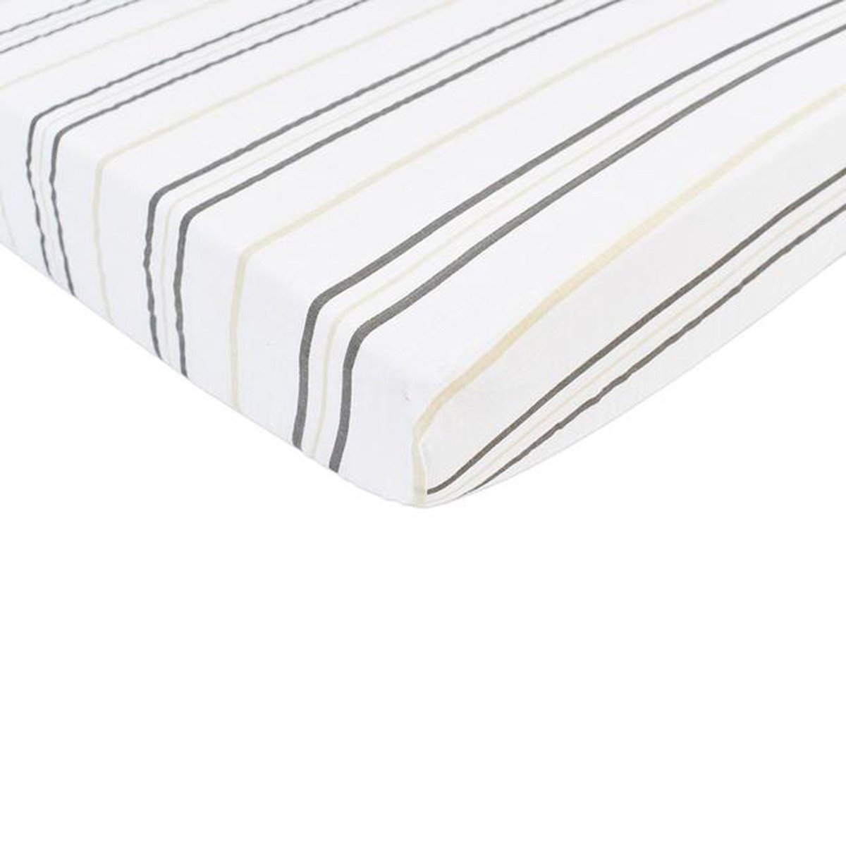 Newcastle Classics Natural Cotton Muslin Crib Sheet with Grey Stripes for Baby Comfort - 
