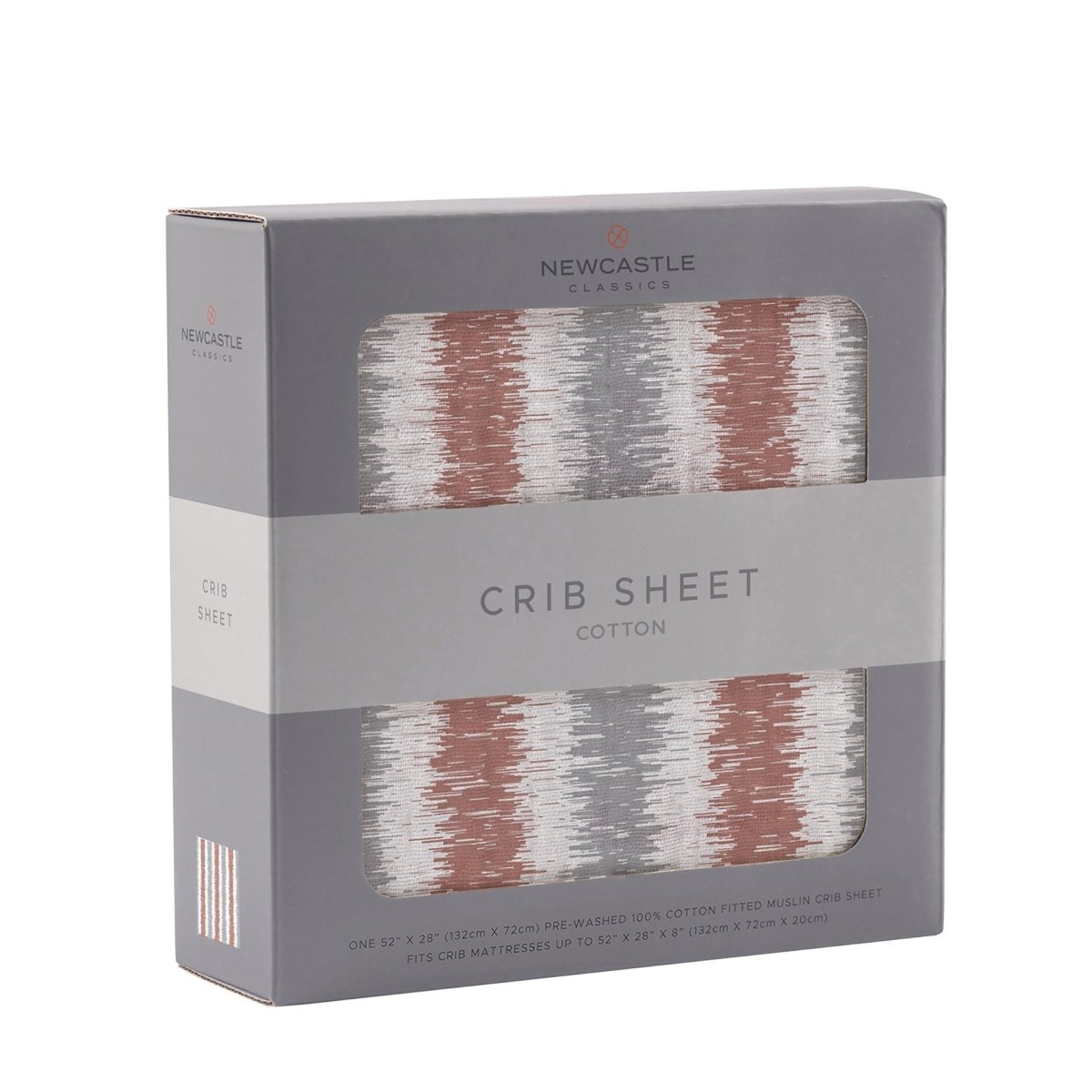 Newcastle Classics Natural Cotton Muslin Crib Sheet with Western Stripe Design for Babies - 