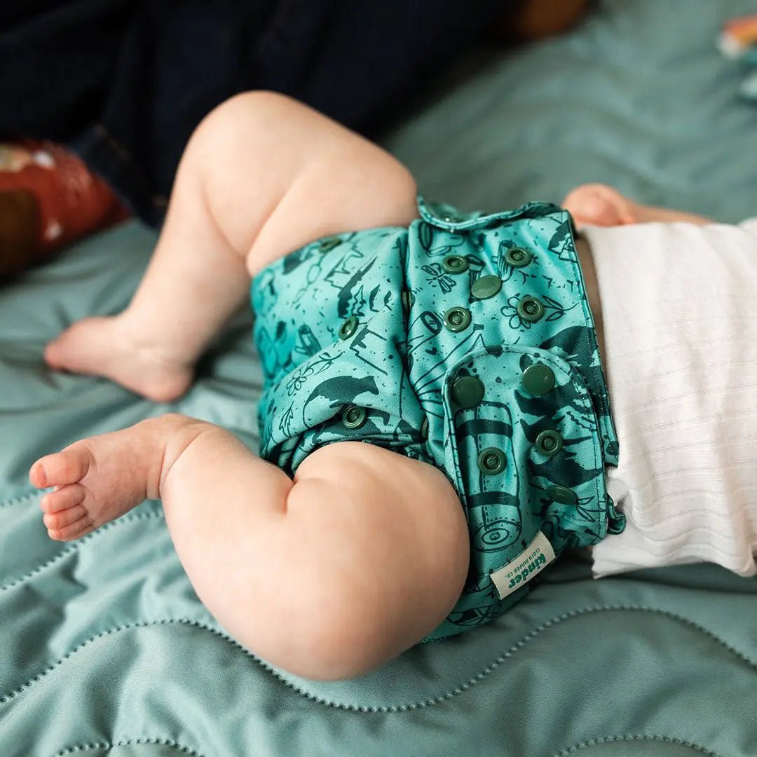 Kinder Cloth Diaper Co. Nature: Essentials Pocket Cloth Diaper with Athletic Wicking Jersey, Grows with your Baby -