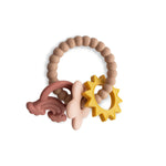 Mushie Nature Teething Ring with Sensory Charms and Soothing Textures - 