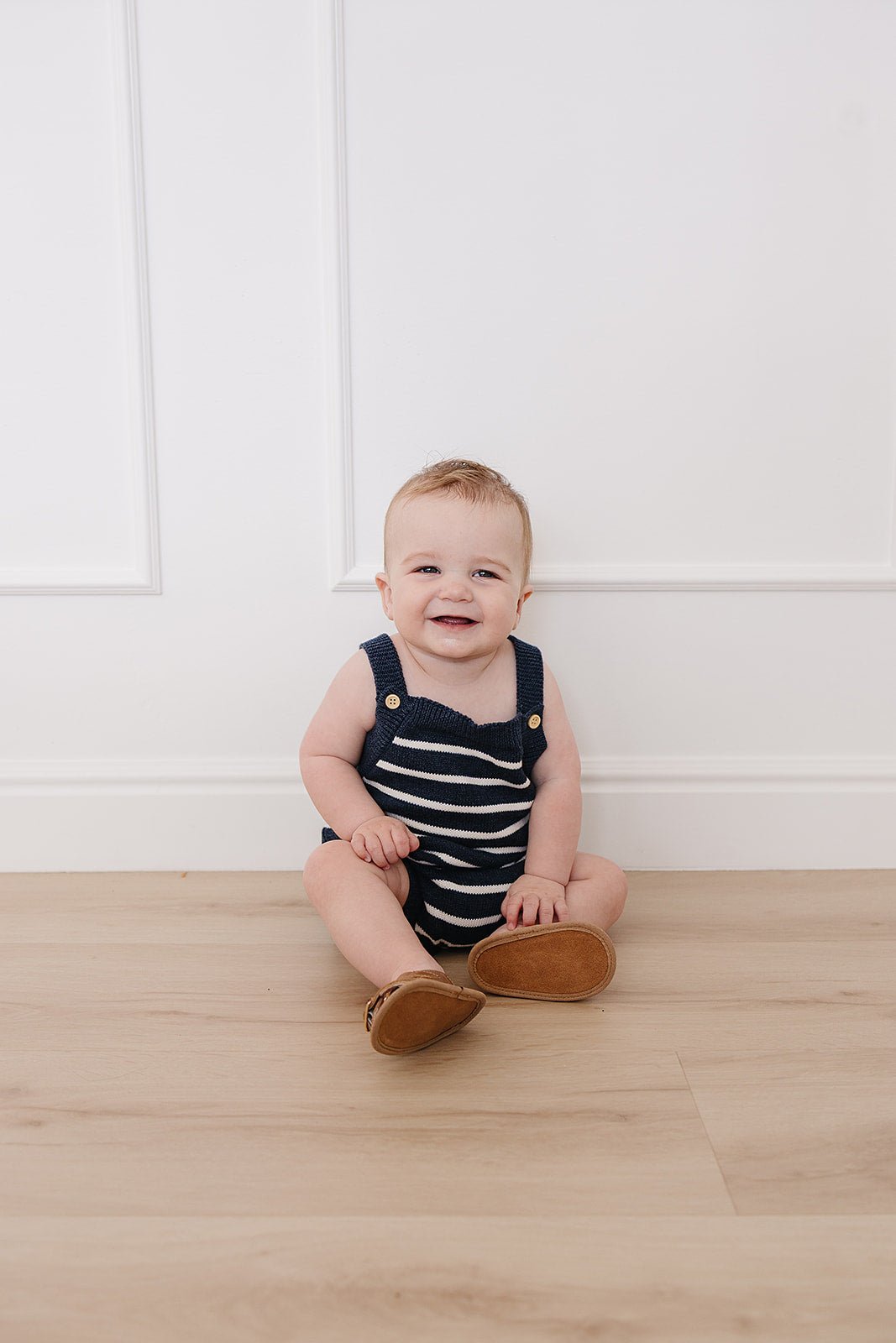 Mebie Baby Nautical Stripe Knit Bubble Romper - 