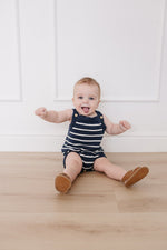 Mebie Baby Nautical Stripe Knit Bubble Romper - 