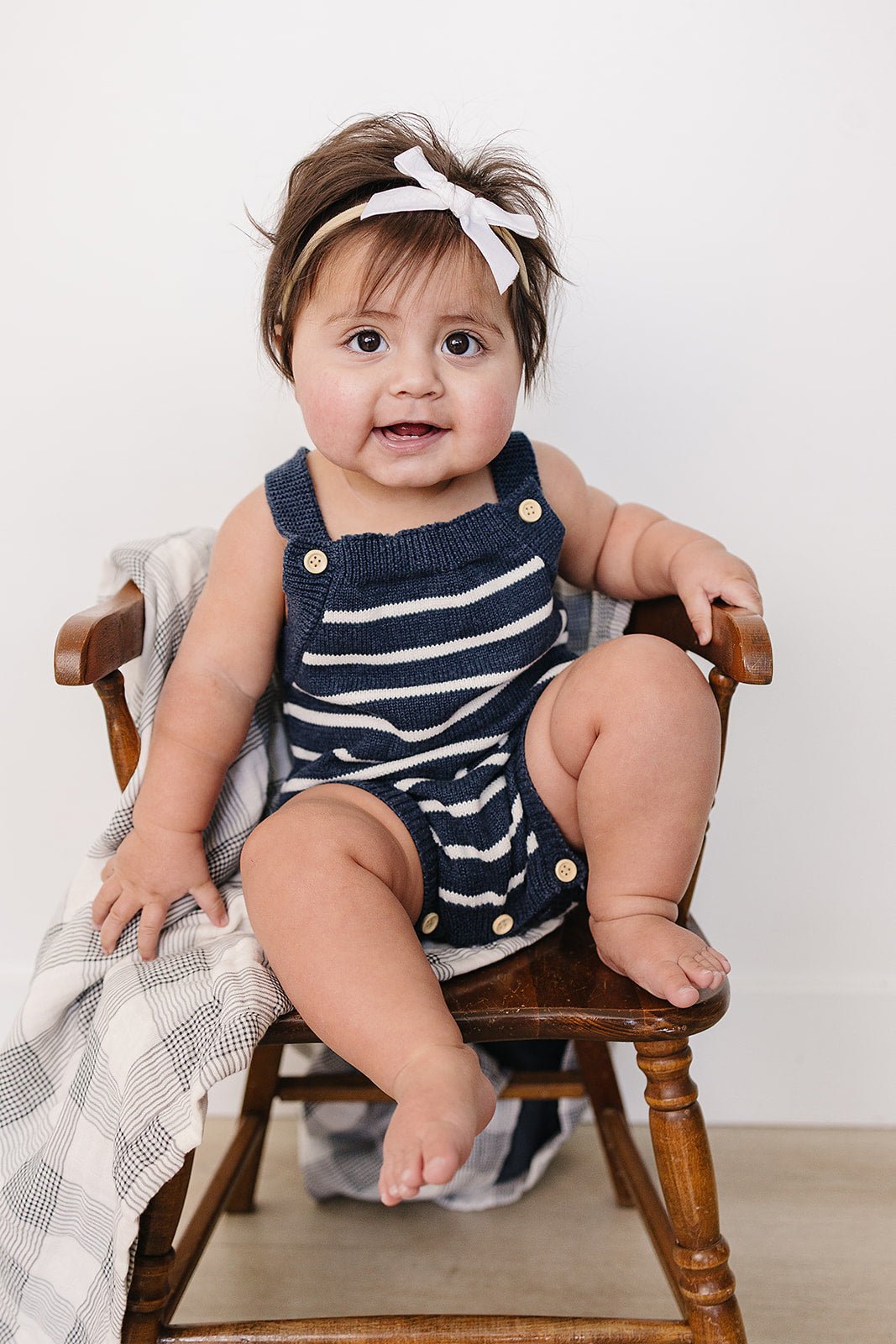 Mebie Baby Nautical Stripe Knit Bubble Romper - 