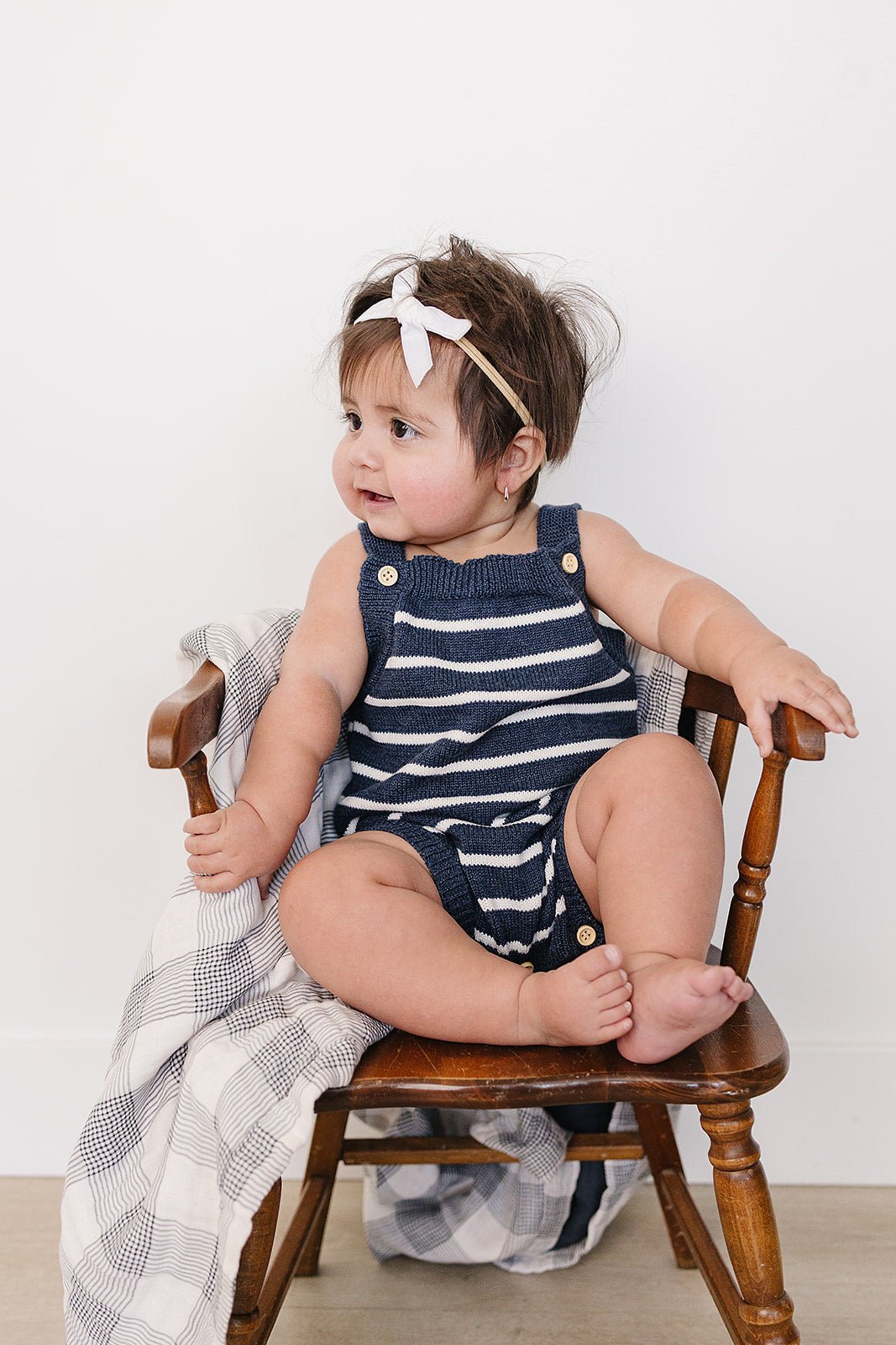 Mebie Baby Nautical Stripe Knit Bubble Romper - 