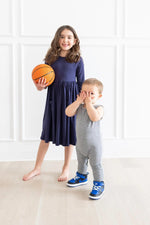 Mila & Rose ® Navy 3/4 Sleeve Pocket Twirl Dress - 