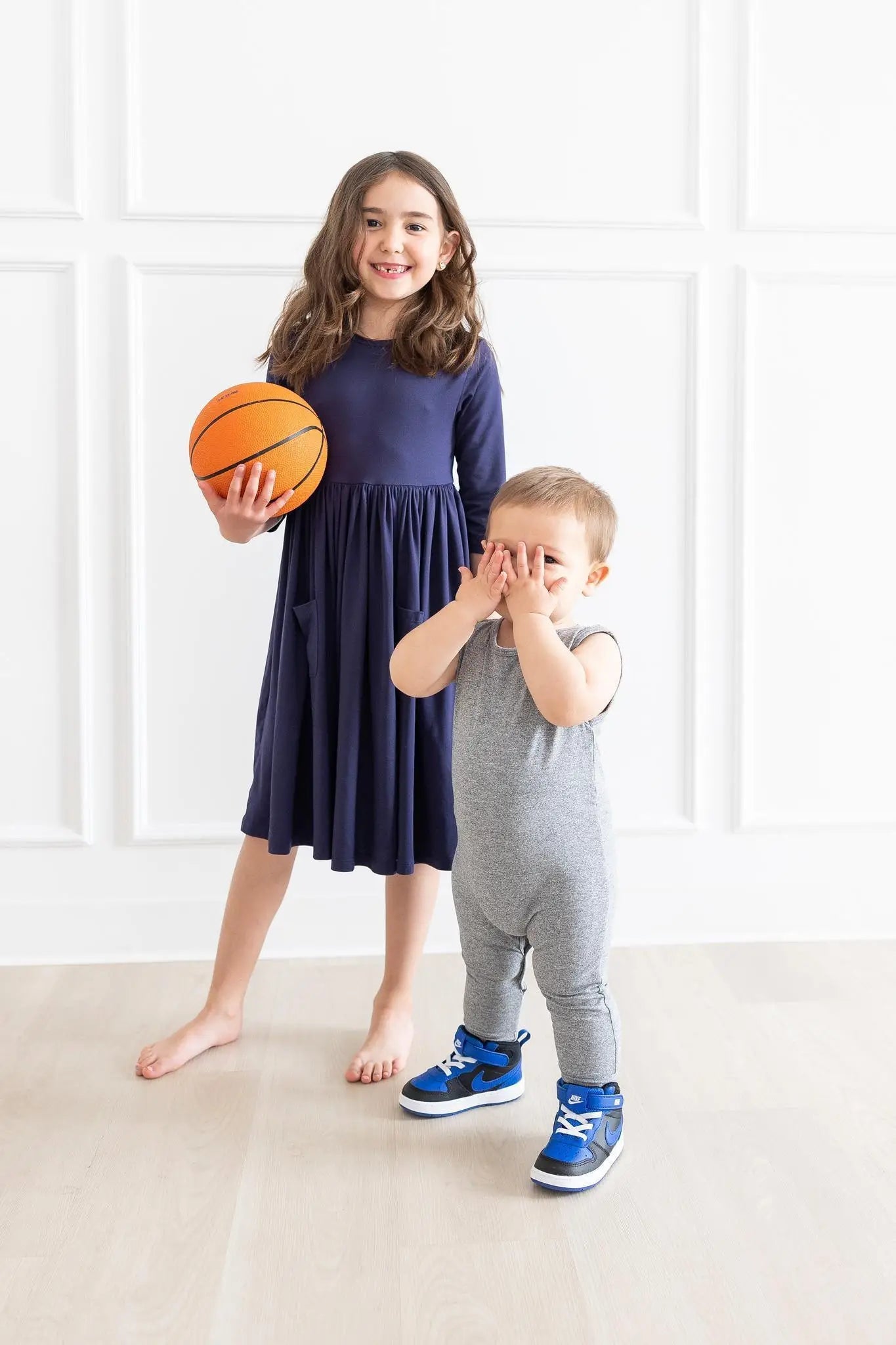 Mila & Rose ® Navy 3/4 Sleeve Pocket Twirl Dress - 