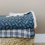 Mebie Baby Navy Berry + Cream Berry Lace Twin Muslin Quilt - 