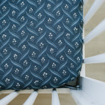 Navy Berry Muslin Crib Sheet - Blue, Textile, Linens, Grey, Cushion | Everetts Place