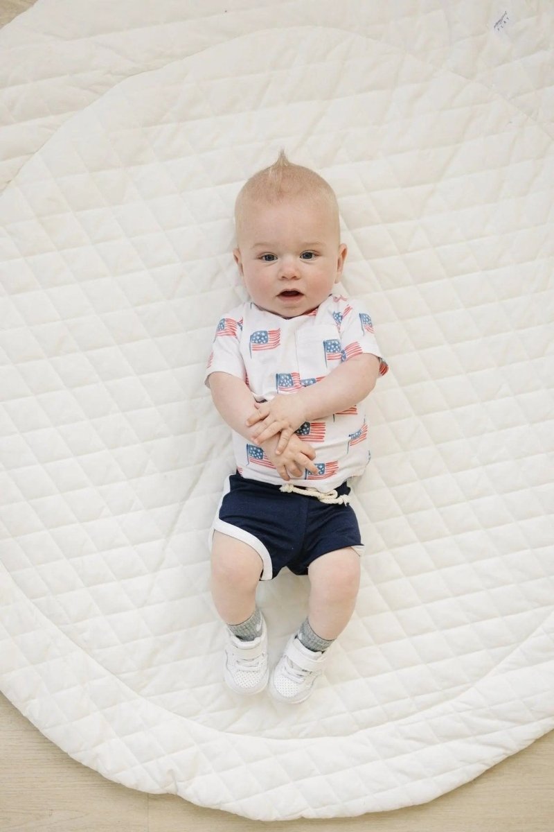 Little Joy Co. Navy Blue Bamboo Track Shorts For Comfort And Flexibility - Everetts Place Boutique - 