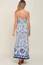 PinkBlush Navy Blue Floral Front Twist Maternity Maxi Dress - 