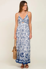 Navy Blue Floral Front Twist Maxi Dress - Dress, Day Dress, One-piece garment, Nightwear, Motif | Everetts Place