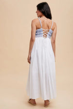 PinkBlush Navy Blue Floral Lace - Up Back Maternity Maxi Dress - 