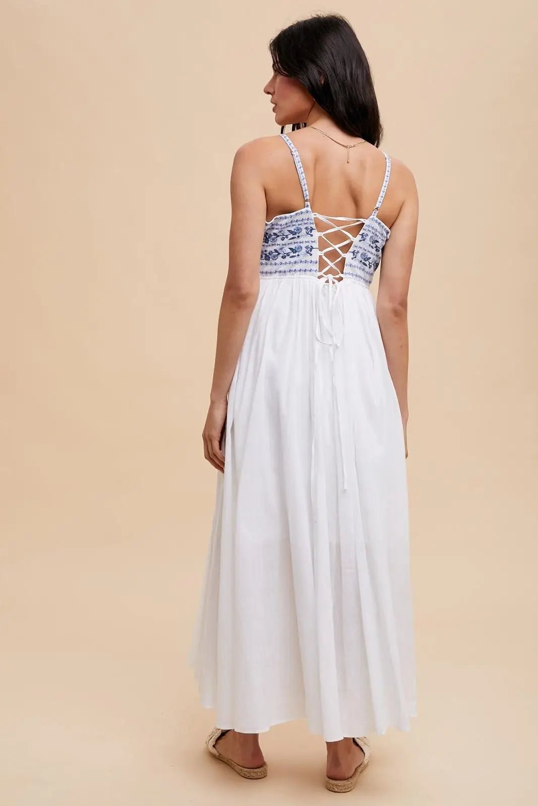 PinkBlush Navy Blue Floral Lace - Up Back Maternity Maxi Dress - 