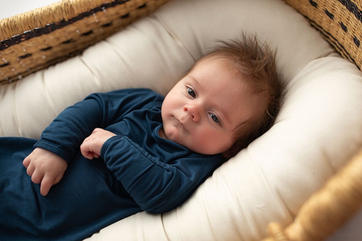 Three Little Tots Navy Blue Knotted Newborn Baby Gown - 