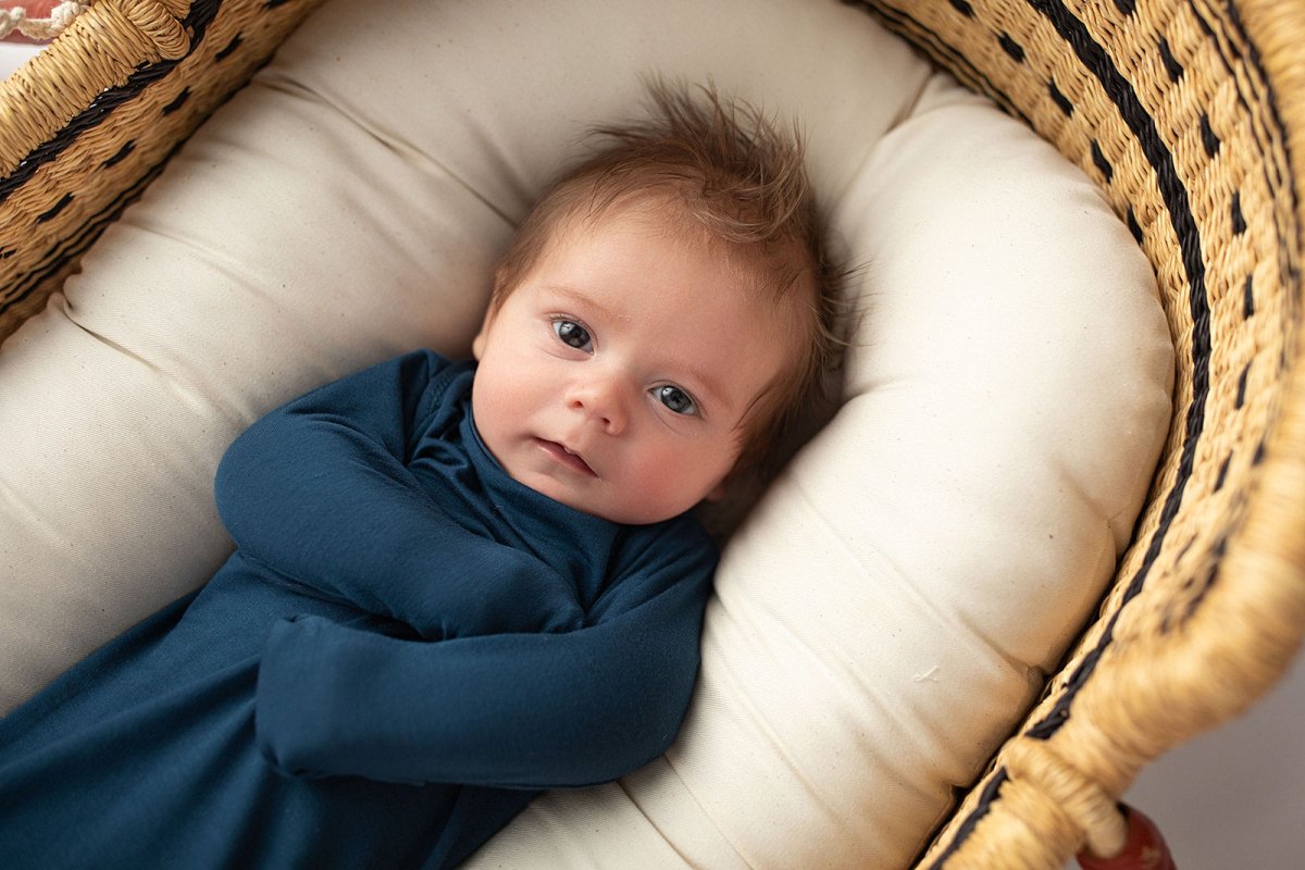 Three Little Tots Navy Blue Knotted Newborn Baby Gown - 