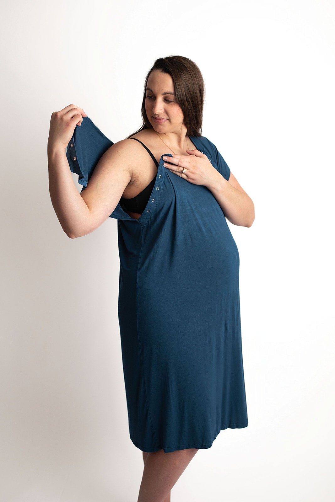 Three Little Tots Navy Blue Mommy Labor and Delivery Nursing Hospital GownEveretts Place
