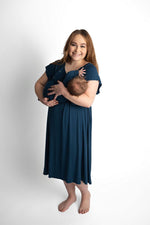 Three Little Tots Navy Blue Mommy Labor and Delivery Nursing Hospital Gown - 